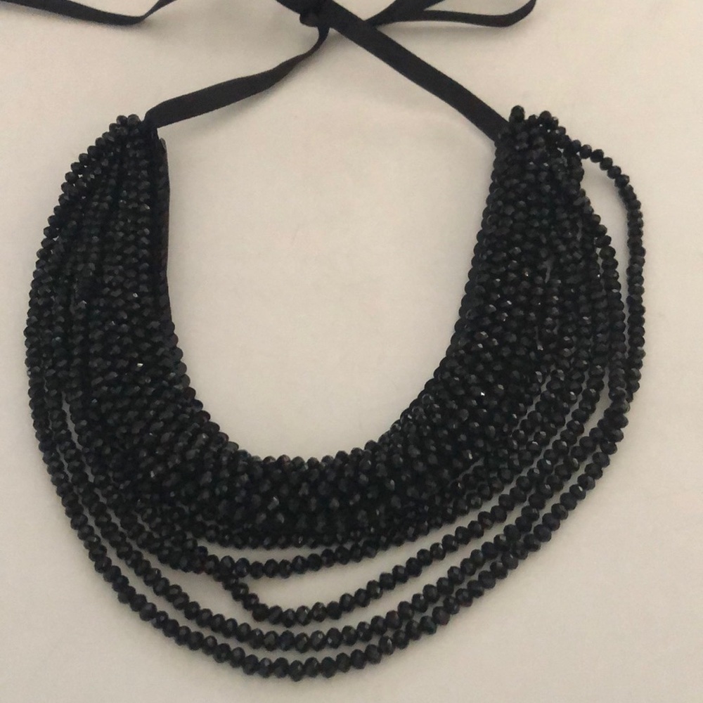 Statement bead necklace in black crystal